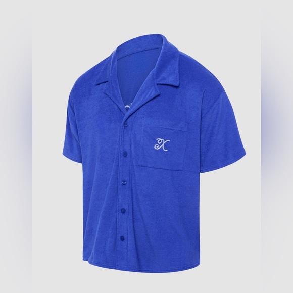 Savage fenty TERRY EASE BUTTON-UP SHIRT gemstone blue - Picture 1 of 5